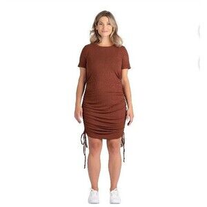 Destination Maternity Womens Ruched Bodycon Dress XXL Rootbeer Brown